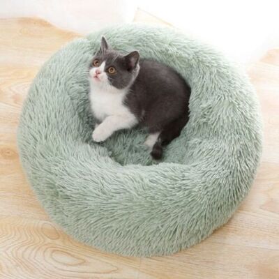 Green medium 60cm donut dog bed  shag fluffy and warm  cat bed