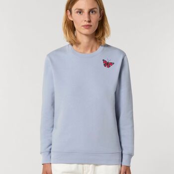 sweat coton bio adulte papillon paon - monstera bleu sarcelle 4