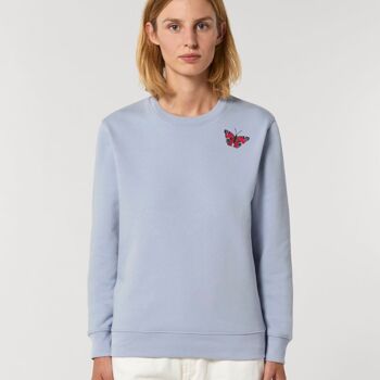 sweat-shirt adulte en coton bio papillon paon - Serene blue 1