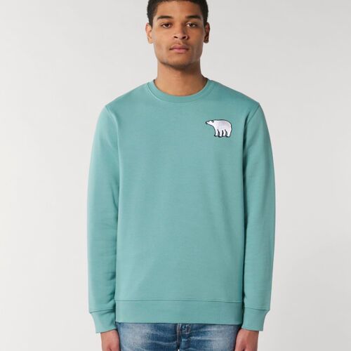 polar bear organic cotton sweatshirt – adults - Teal monstera