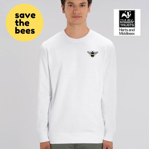 bee adults organic cotton sweatshirt - White