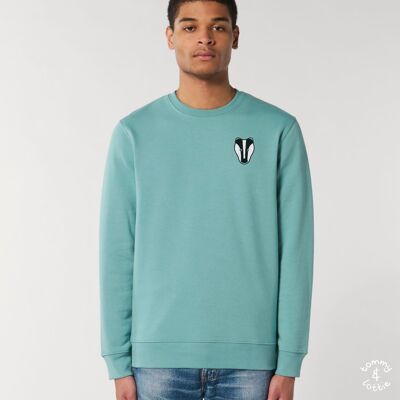 badger adults organic cotton sweatshirt - Teal monstera