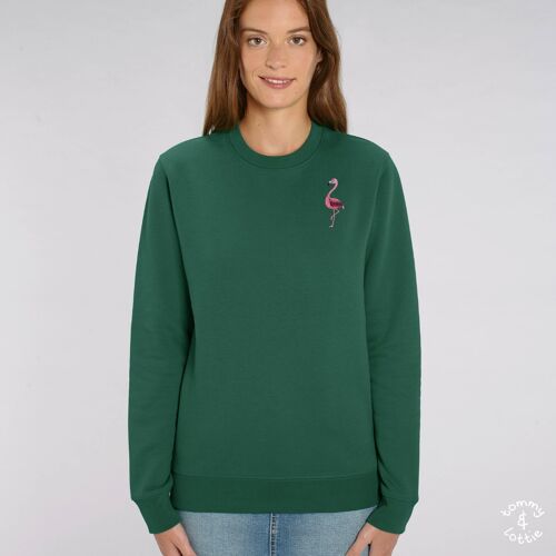 flamingo adults organic cotton sweatshirt - Bottle green