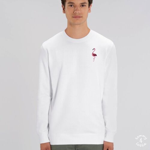 flamingo adults organic cotton sweatshirt - White