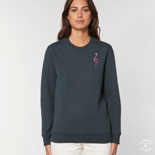 flamingo adults organic cotton sweatshirt - Ink grey