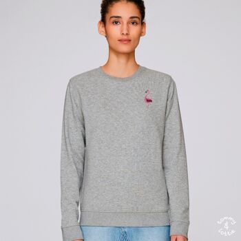 sweat coton bio adulte flamingo - Gris chiné 1