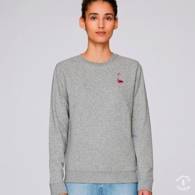 flamingo adults organic cotton sweatshirt - Grey marl