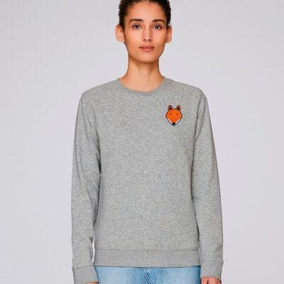 fox adults organic cotton sweatshirt - Grey marl