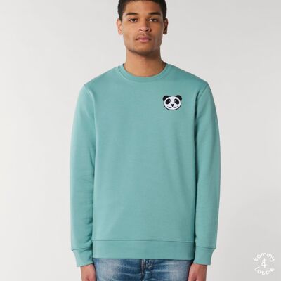 panda adults organic cotton sweatshirt - Teal monstera