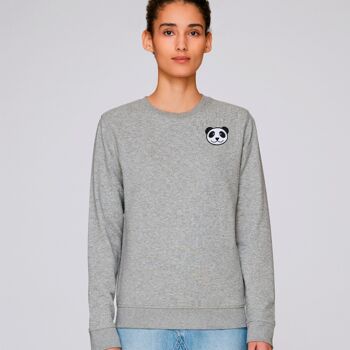 sweat coton bio adulte panda - Gris chiné 1