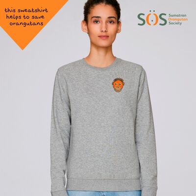 orangutan adults organic cotton sweatshirt - Grey marl