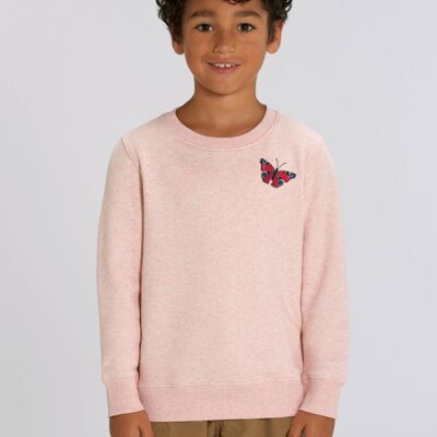 peacock butterfly kids organic cotton sweatshirt - Cream pink marl