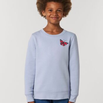 Sweat-shirt enfant en coton bio papillon paon - Serene blue 1