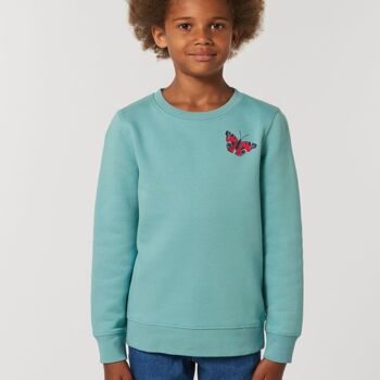 Sweat-shirt enfant en coton bio papillon paon - Serene blue 4