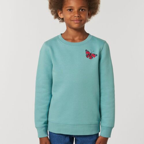 peacock butterfly kids organic cotton sweatshirt - Teal monstera