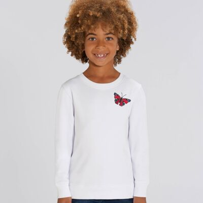 peacock butterfly kids organic cotton sweatshirt - White