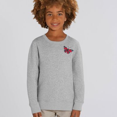 peacock butterfly kids organic cotton sweatshirt - Grey marl