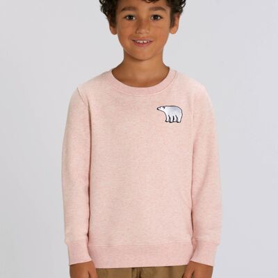 polar bear organic cotton sweatshirt – kids - Pink cream marl
