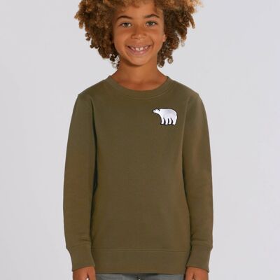 polar bear organic cotton sweatshirt – kids - Khaki