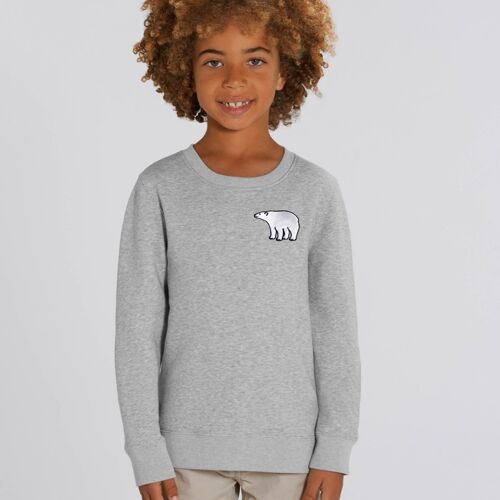 polar bear organic cotton sweatshirt – kids - Grey marl