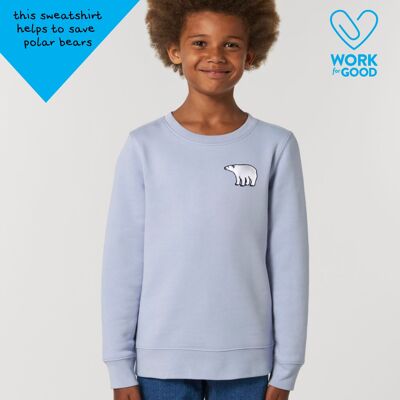 polar bear organic cotton sweatshirt – kids - Serene blue