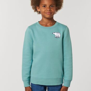 Sweat coton bio ours polaire enfant - Serene blue 3