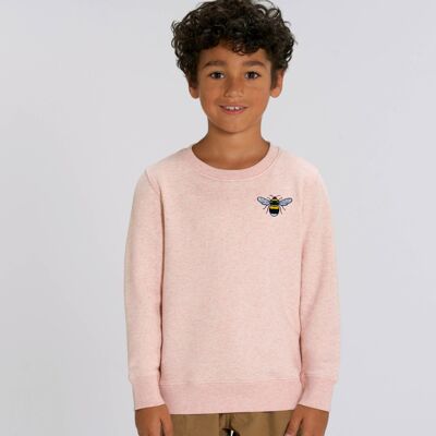 bee kids organic cotton sweatshirt - Cream pink marl