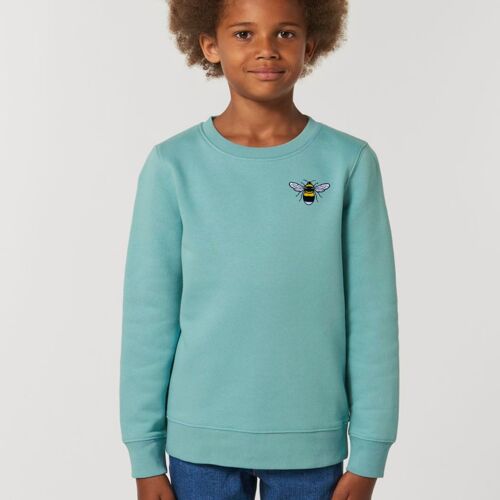 bee kids organic cotton sweatshirt - Teal monstera