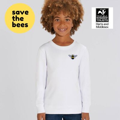 bee kids organic cotton sweatshirt - White