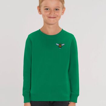 Sweat enfant abeille en coton bio - Vert 1