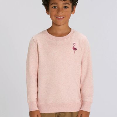 flamingo kids organic cotton sweatshirt - Cream pink marl