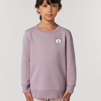 Sweat enfant lapin en coton bio - Pétale lilas 1