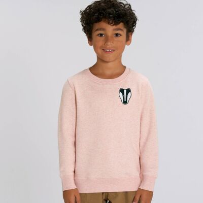 badger kids organic cotton sweatshirt - Cream pink marl