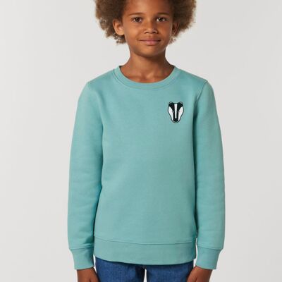 badger kids organic cotton sweatshirt - Teal monstera