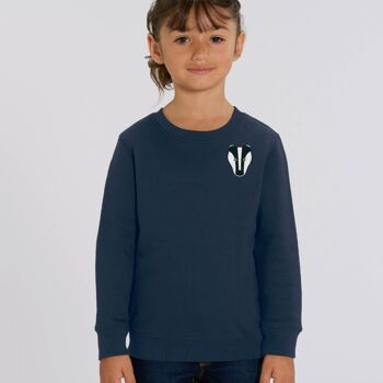 sweat blaireau kids en coton bio - Marine 1