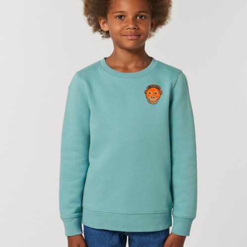 orangutan kids organic cotton sweatshirt - Teal monstera