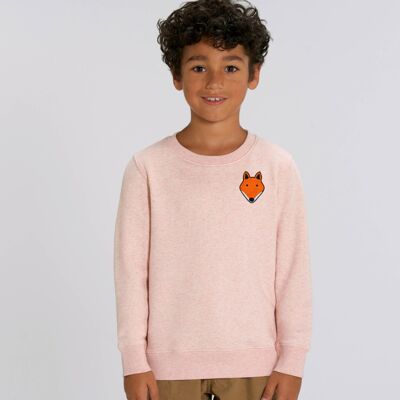fox kids organic cotton sweatshirt - Cream pink marl