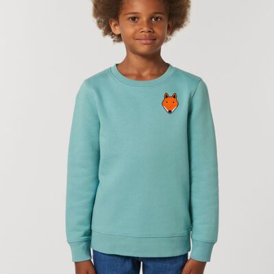 fox kids organic cotton sweatshirt - Teal monstera