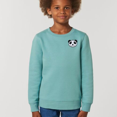 panda kids organic cotton sweatshirt - Teal monstera