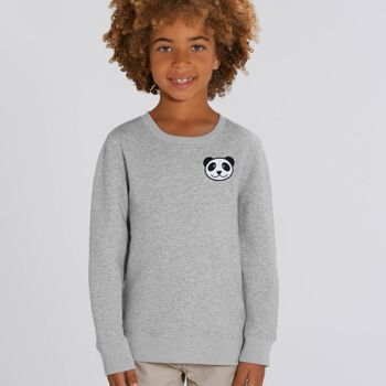 sweat coton bio enfant panda - Gris chiné 1