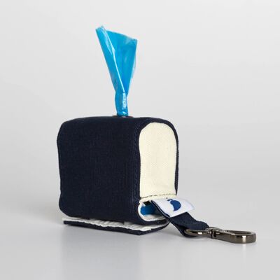 Pochette porte-sac à caca en toile de coton bleu marine Constantin