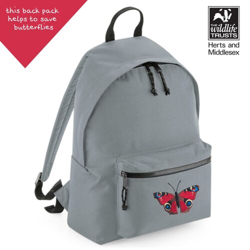 peacock butterfly recycled plastic bottles back pack - Grey