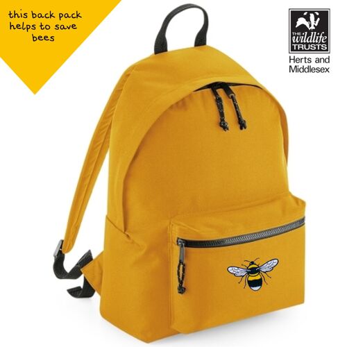 bee recycled plastic bottles back pack - Mustard