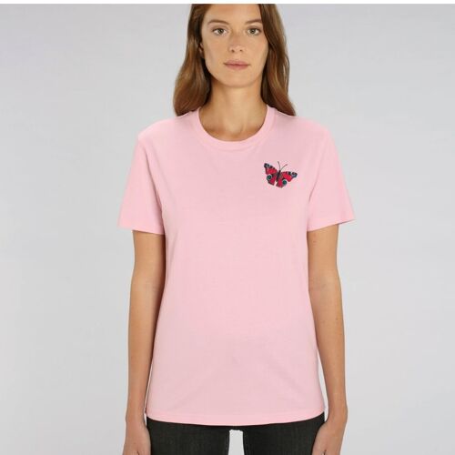 peacock butterfly adults unisex organic cotton t shirt - Pale pink