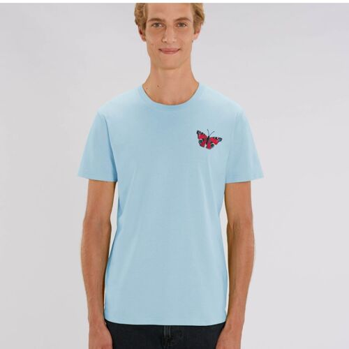 peacock butterfly adults unisex organic cotton t shirt - Pale blue