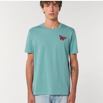 t-shirt adulte unisexe papillon paon en coton bio - Vert bouteille 5