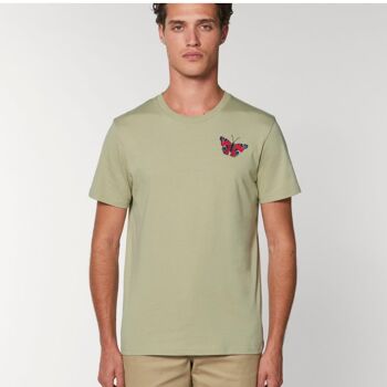 t-shirt adulte unisexe papillon paon en coton bio - Vert bouteille 6