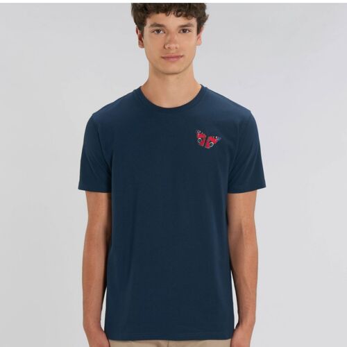 peacock butterfly adults unisex organic cotton t shirt - Navy