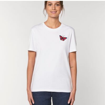 peacock butterfly adults unisex organic cotton t shirt - White