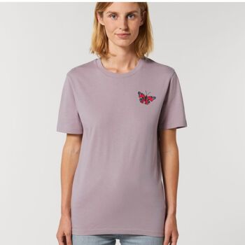 t-shirt adulte unisexe papillon paon en coton bio - Noir 4
